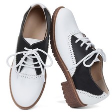 mikarka Saddle Shoes for Women, Vintage 50s Oxfords with Perforated Design