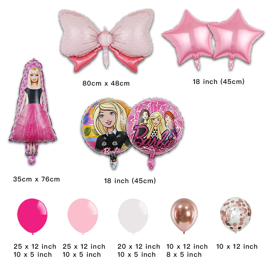 Barbie Princess Pink Rose Balloon Arch Garland Kit Birthday Party Decorations - image 3 of 3
