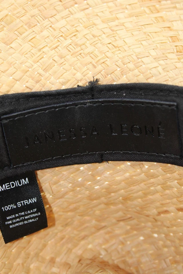Janessa Leone Womens Embellished Detail Straw Sun Hat Brown Size M - Image 3 of 4