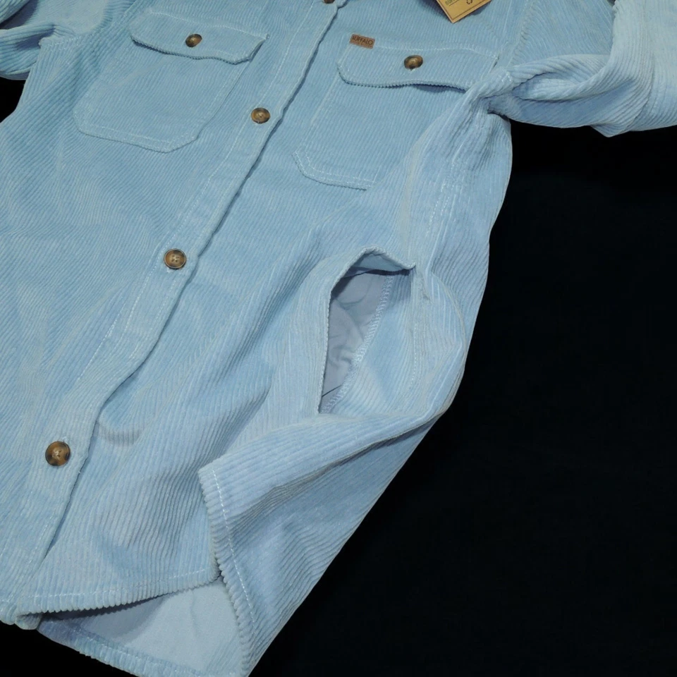 Buffalo David Bitton Corduroy Shacket Shirt Mens Size Medium Light Blue Pockets - Image 4 of 4