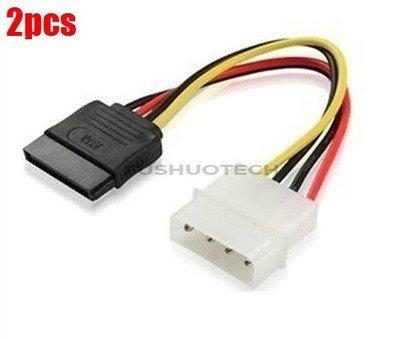 2Pcs 4 Pin Ide   To 2 Serial Ata Sata Hard Drive Power Adapter Cable Wire ox #zc
