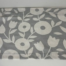 Grey White Modern Floral Linen Look Valance Curtain 60x17  