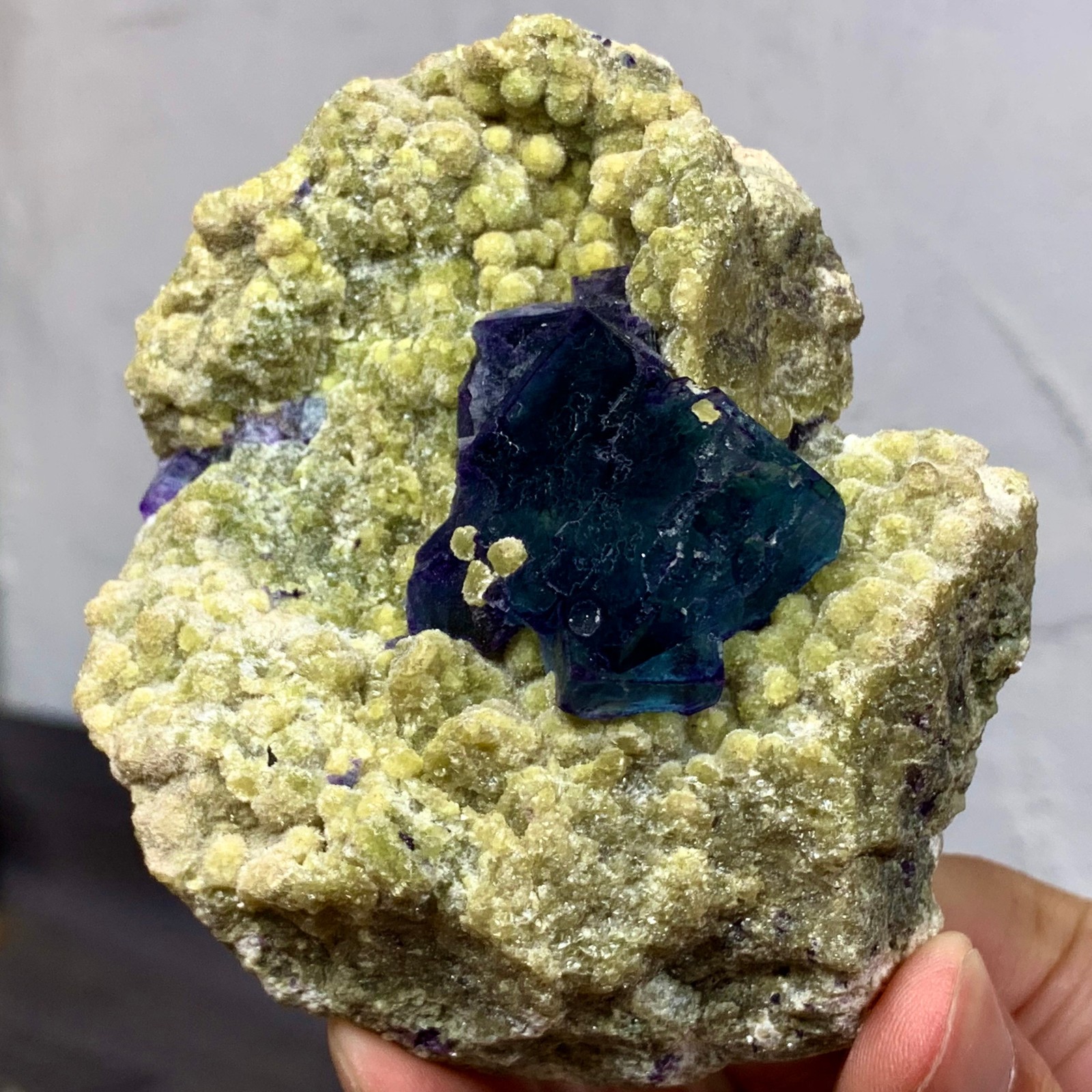 Rare 317G Transparent Blue-Green Cubic Fluorite Crystal Specimen from China