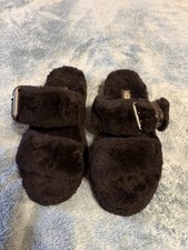 UGG Women's FUZZ YEAH Sheepskin Slipper Slide Sandals Black Size 6 1104662