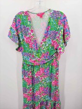 Pre-Owned Lilly Pulitzer Green Size Large Midi Short Sleeve Dress
