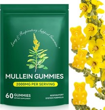 60 Count Mullein Gummies for Lung Cleanse, 2000mg Organic Mullein Leaf Extract f