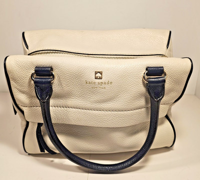 Kate Spade Grant Park Alida Satchel Shoulder Bag Cement Leather EUC