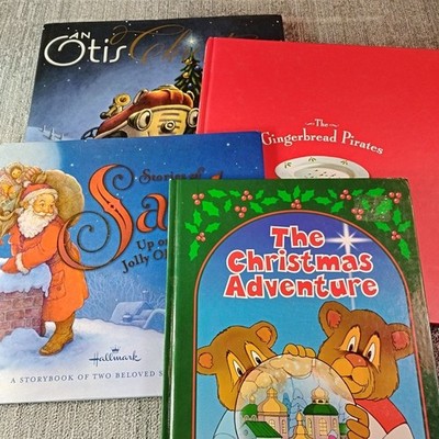 Childrens Christmas 4 Hardcover Book Lot Adventure Gingerbread Pirate Santa Otis