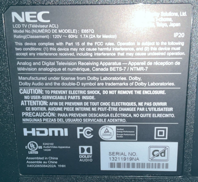 NEC MultiSync 65