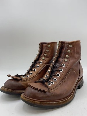 LONE WOLF Boots F01615 CARPENTER Lace Up Boots Leather Brown Size 8