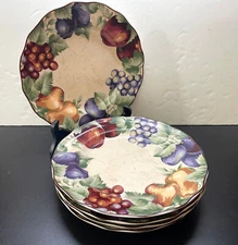 Noble Excellence NAPA VALLEY Set of 5 Dinner Plates 11" Fruit Design