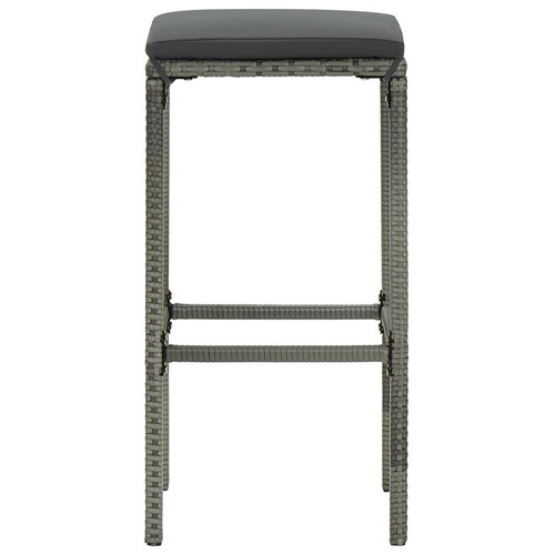 3 Pcs Bar Stools Grey PE Rattan Stylish Dining Kitchen Counter Chair Stool Set - Picture 5 of 8