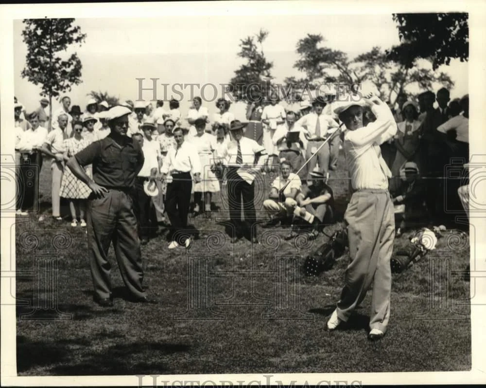 1939 Press Photo Golfer Denny Shute mid-swing, US Open, Spring Mills  Course, PA