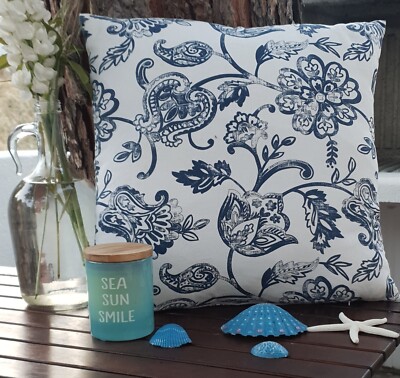 Ikea Junimagnolia Kissenhülle blau floral Ranke ca 50x50 cm