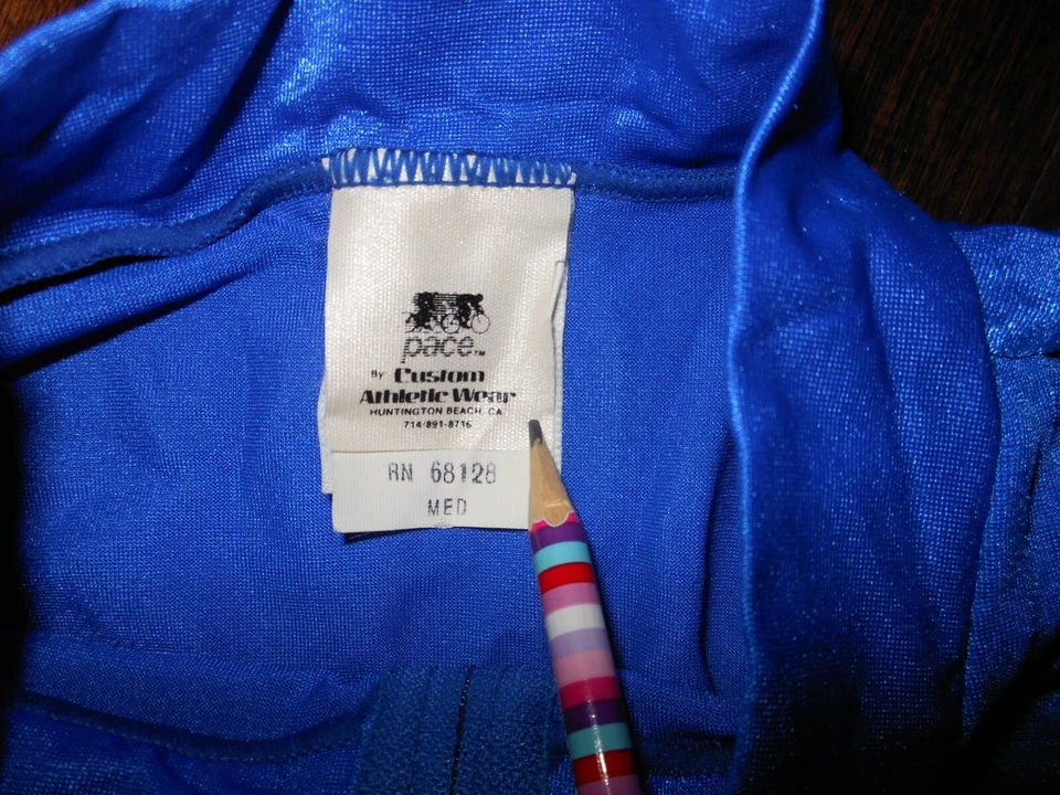 Camiseta deportiva de ciclismo vintage PACE by CUSTOM ATLETIC WEAR talla M azul/voltio HECHA EN EE. UU. Foto 3 de 4