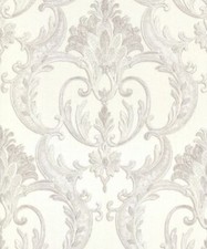 Image of Debona Perla Damask Silver Wallpaper Textured Italian Vinyl Glitter 9092
