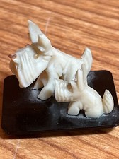 Vintage Mini Celluloid Scottie Westie Dogs on Base 1 inch