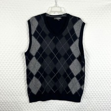 Mens Sleeveless Argyle Sweater Vest Navy  Gray Diamond Pattern XL Grandpacore