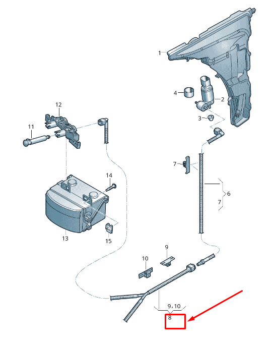 Tuyau de lave-glace neuf d'origine pour Audi A6 4A C8 4K0955661