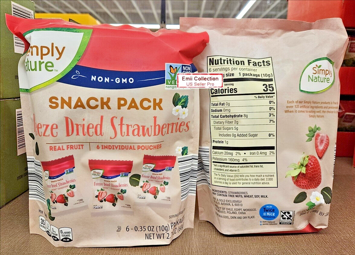Simply Nature NON-GMO Snack Pack Freeze Dried Strawberries 2.1oz