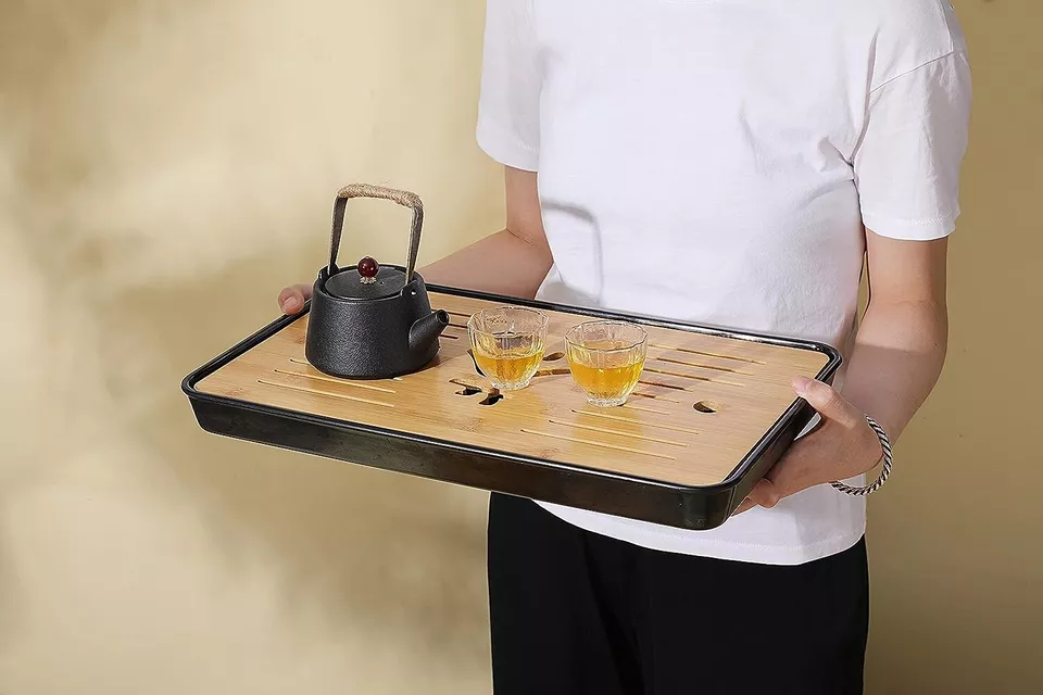 Bamboo Chinese Asian GongFu Tea Tray Large water storage Tray (17"x10.5"x1.5") - Image 3 of 4