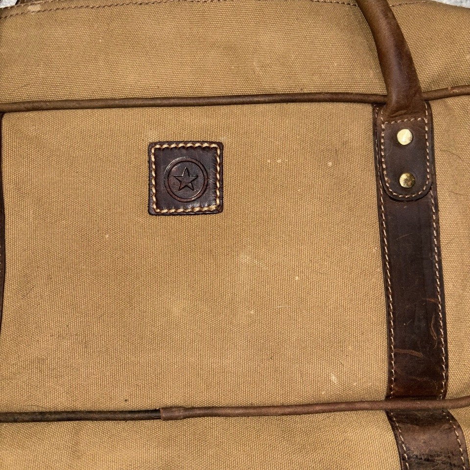 Aaron Leather Goods Canvas And Leather Messenger Bag eBay