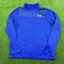 Under Armour Loose Youth Large YLG Multi Blue 1/4 Zip Long Sleeve Shirt EUC