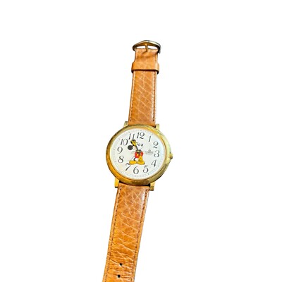 Disney X Lorus Mickey Mouse Vintage Watch, Brown Leather Band Vintage Lorus Mickey Mouse Watch w/ Brown Leather Band (AS  main image 3