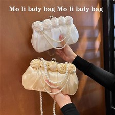 Fashion Rose Floral Handbag Luxury Satin Evening Bag Wedding Party Clutch Purse