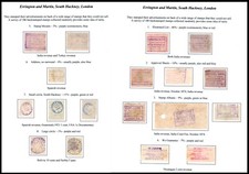 1890er Jahre Errington & Martin Briefmarkenhändler Werbung Unterdrucke Studie