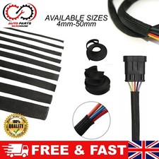 BLACK BRAIDED CABLE SLEEVING SHEATHING AUTO ELECTRICS WIRING HARNESSING MARINE