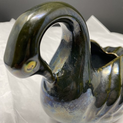 Vintage Mid Century Pottery Black Swan Planter Bowl. - Picture 7 of 8