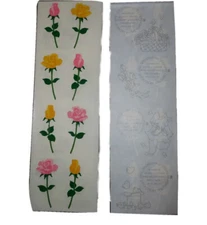 VINTAGE MRS GROSSMAN'S STICKERS Pink Yellow Single Roses Love Flowers 1996