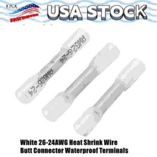 50-100PCS 26-24 AWG Heat Shrink Wire Connector Butt Splice Waterproof Terminals
