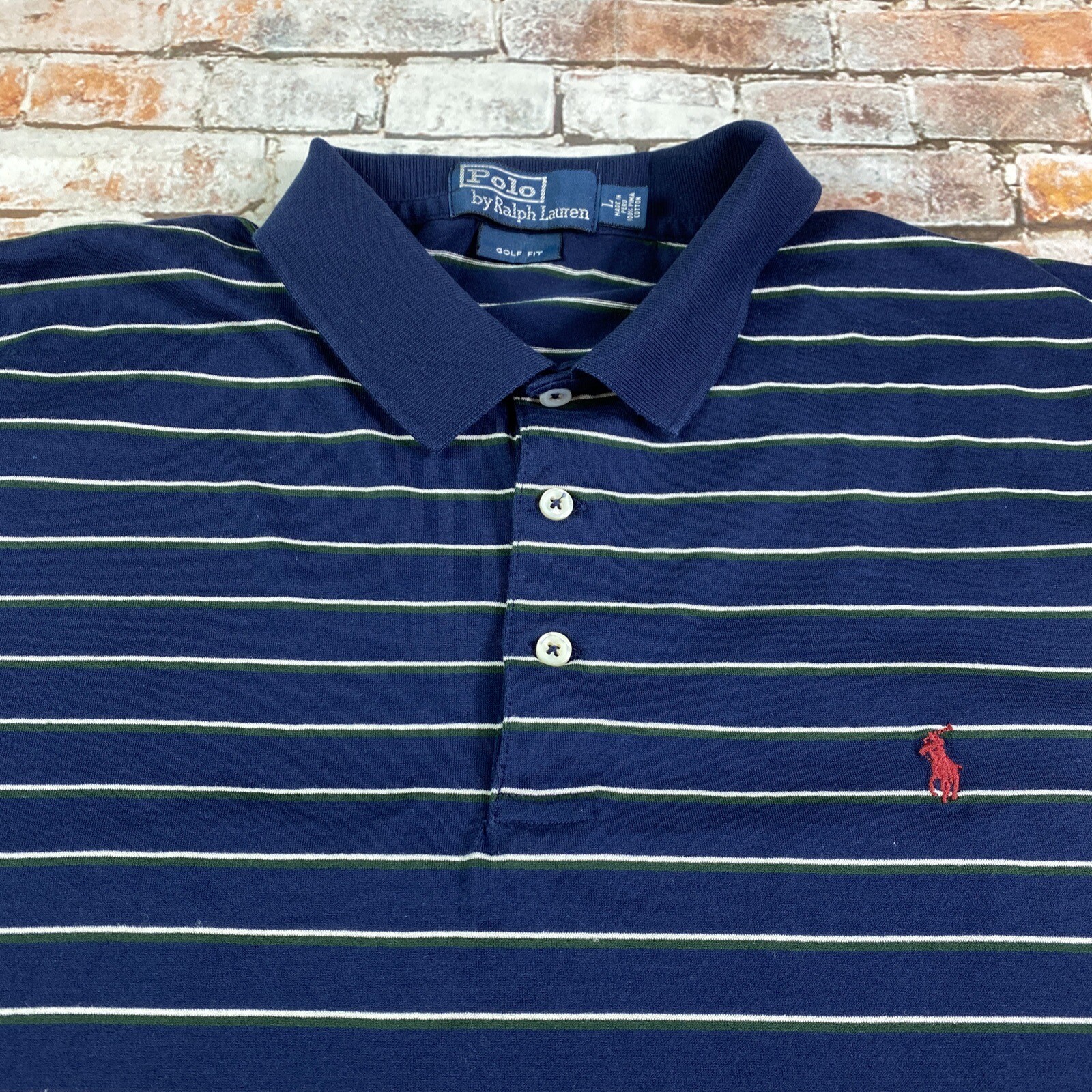 Polo Ralph Lauren Camicia Adulto L Blu Righe Manica Corta Pony Logo Preppy Uomo