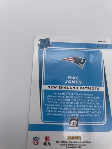 Mac Jones 2021 Donruss novato con clasificación óptica #206 Green Velocity Patriots - Imagen 7 de 10
