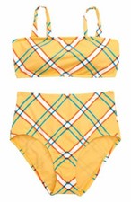  39 Hobie Swimwear Girl's Yellow Check Print Two-Piece Bikini Swim Set Size 7