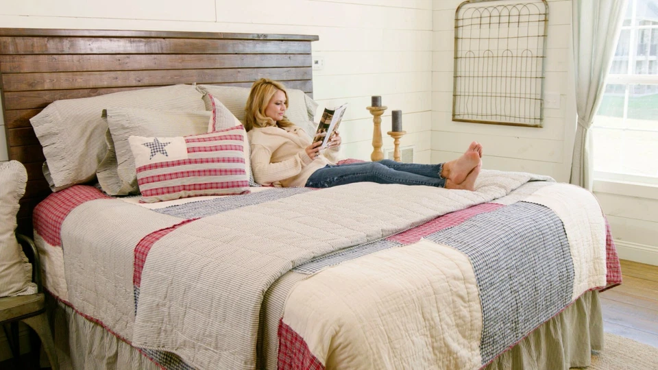 Edredón Hatteras Patch Queen 90Wx90L algodón acolchado a mano Americana Country en muy buen estado Foto 3 de 4