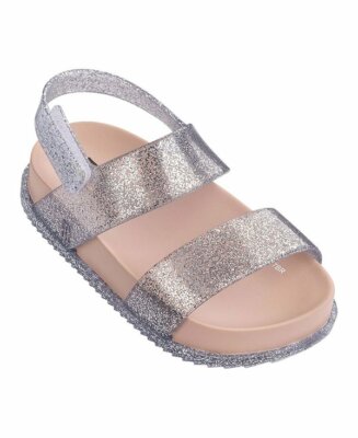 MINI MELISSA COSMIC SLIDE SANDALEN / SILBER GLITZER - GRÖßE UK 5 KLEINKIND / EUR 22