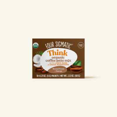 Vier Sigmatic Think Kaffee Latte Box Löwenmähne & Chaga Pilze, 10 Beutel