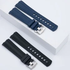 21mm Curved End FKM Rubber Watch Band Strap Fits Omega Seamaster DIVER 300M