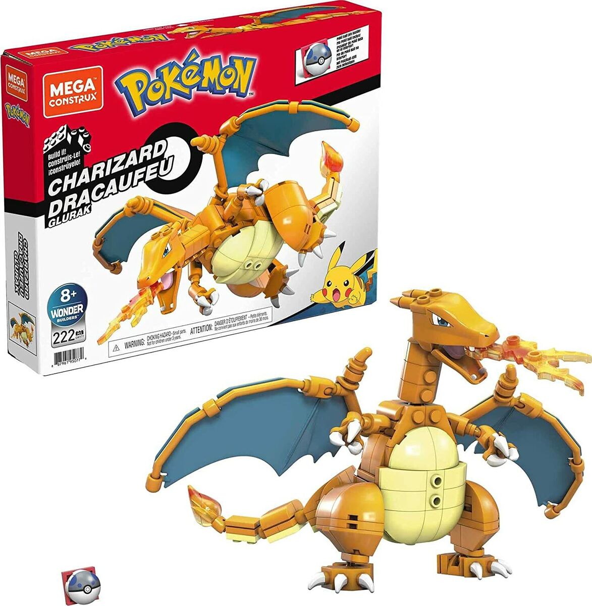 MEGA Pokemon Building Toy Kit Charizard (222 Pieces) with 1 Action Figure  for Kids 