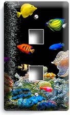 SMALL TROPICAL FISH TANK AQUARIUM LIGHT SWITCH OUTLET WALL PLATES PET SHOP DECOR