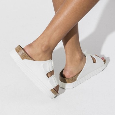 Birkenstock Papillio Platform Arizona Slide Sandals White Vegan