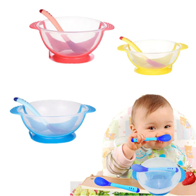 Baby feeding tableware set baby suction cup bowl sense spoon double ear bowl_cd