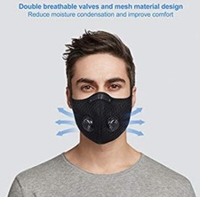 SPORT NYLON MASK UNISEX With EXHALATION VALVES And CARBON FILTER ADJUSTABLE NEW