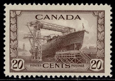 CANADA GVI SG386, 20c chocolate, M MINT. Cat £22.
