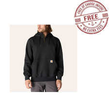 Carhartt Men's Rain Defender Black Loose Fit Heavyweight Quarter Zip Hoodie New