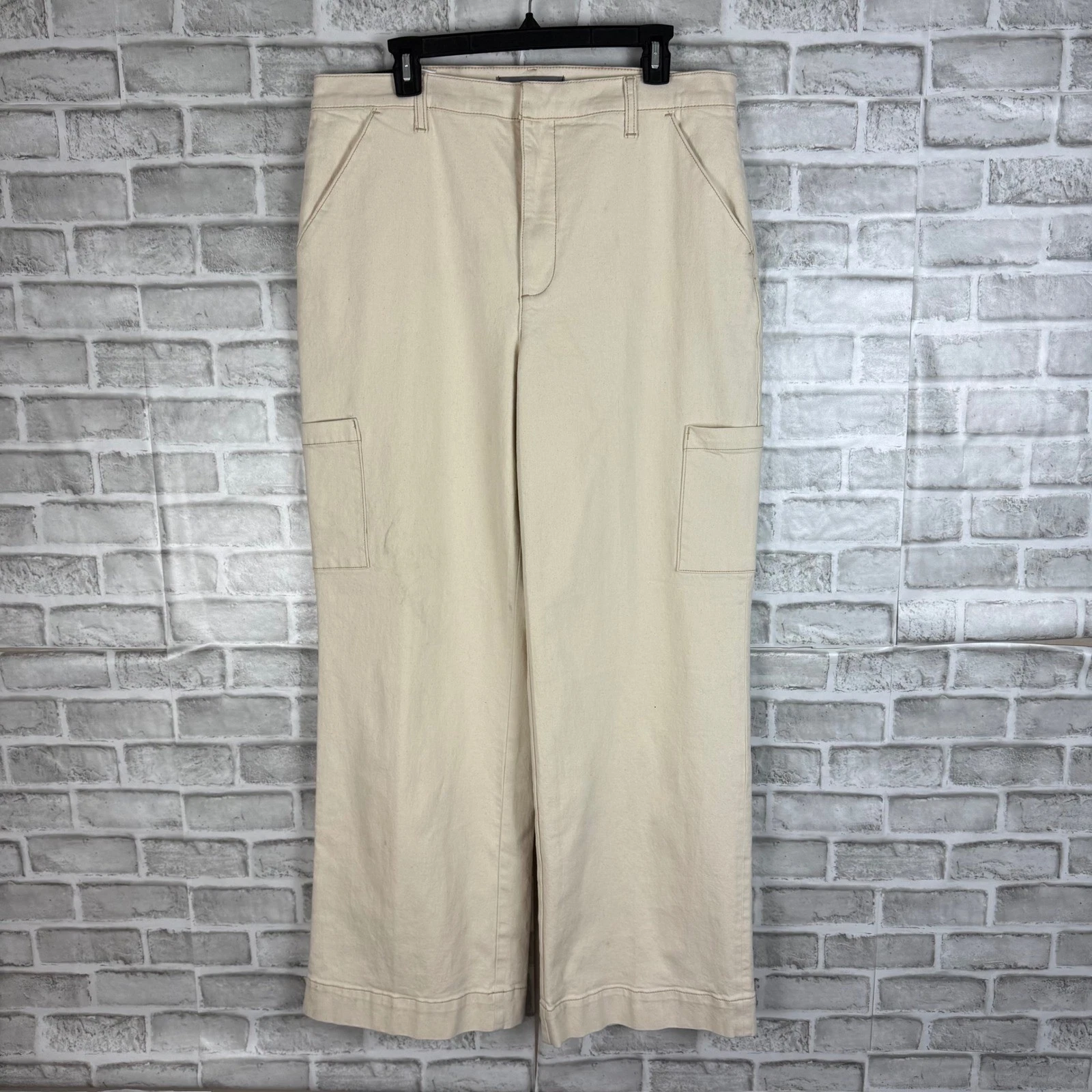 Joes Jeans Mens Cargo Ecru Wide Leg Pants Off White Utility Trousers 34 x 34