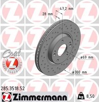 2X Zimmermann Bremsscheibe Sport Z 285.3518.52 FüR Tucson Kia Hyundai Carens Sl